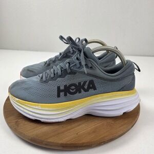 Hoka One One Bondi 8 Shoes Mens Size 8 Gray Max Cushion Road Running Sneakers
